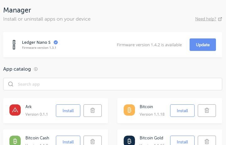 Ledger Live - Manager - Firmware Update