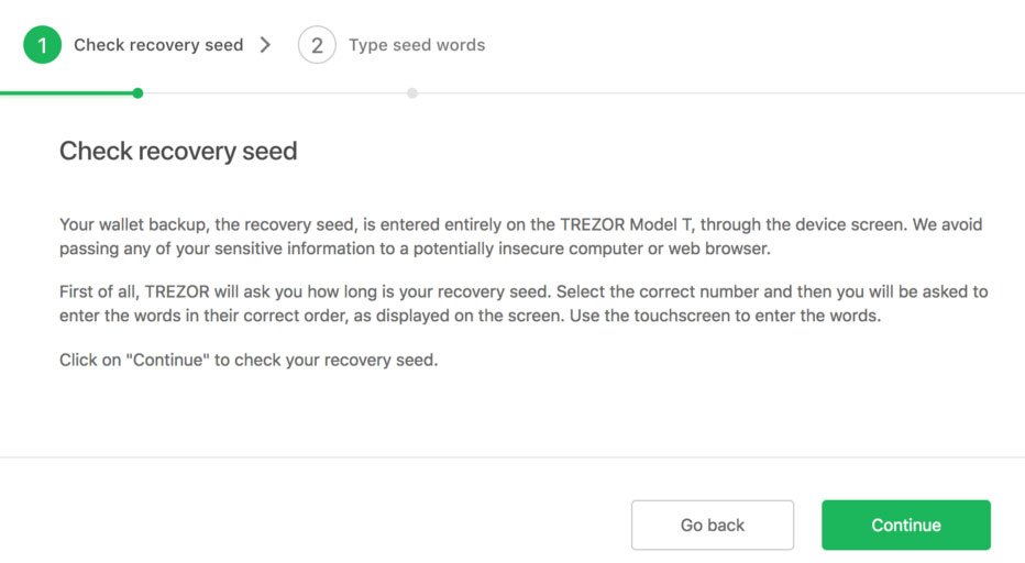 Trezor - Confirm Recovery Seed