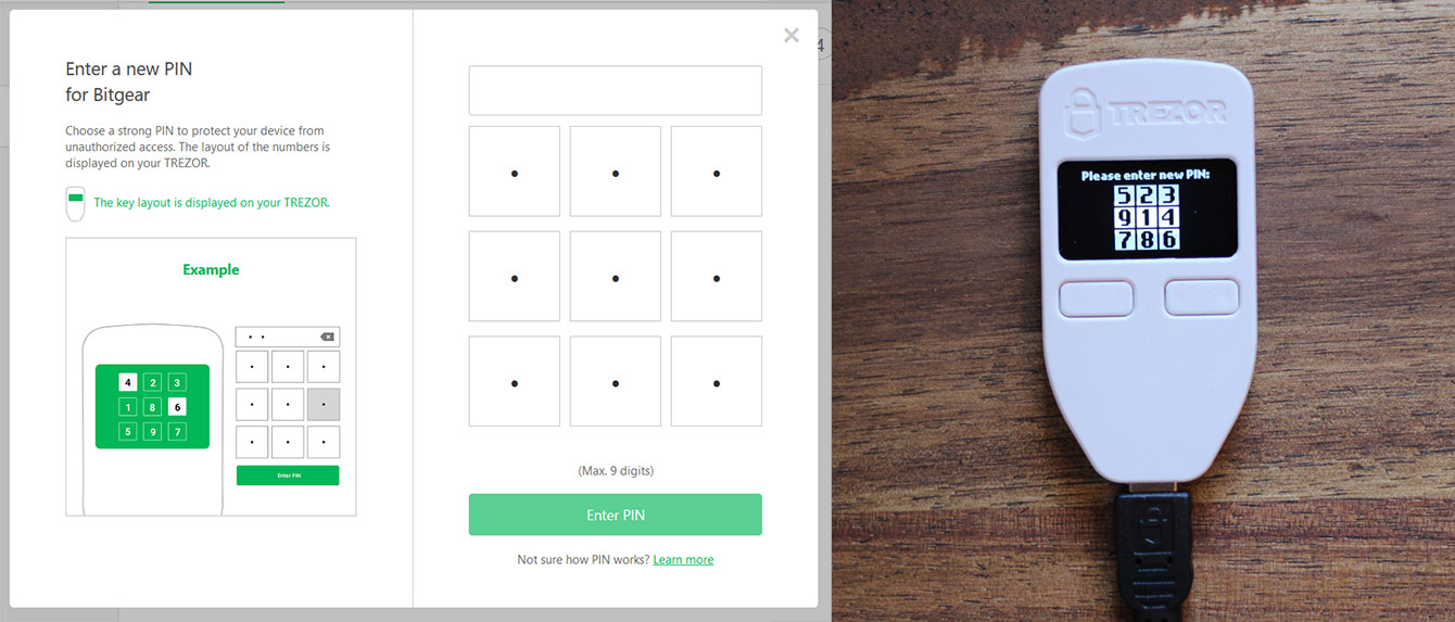 Trezor One - PIN Setup Grid