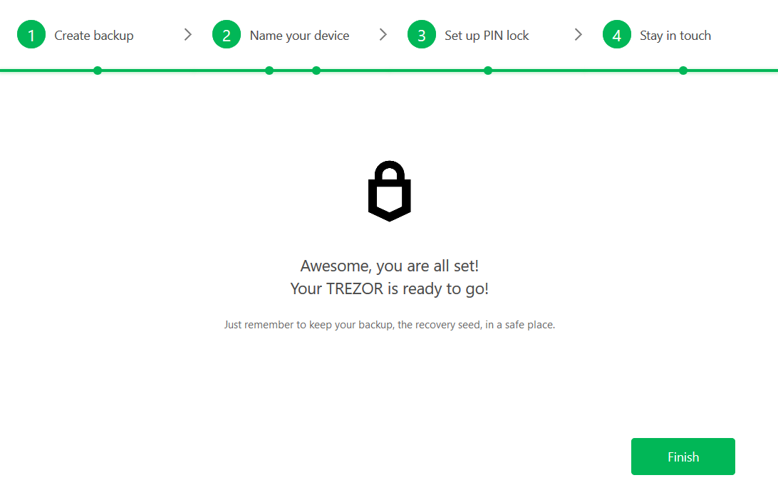 Trezor One Setup Complete