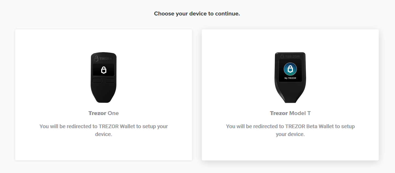 Trezor Setup - Choose Device