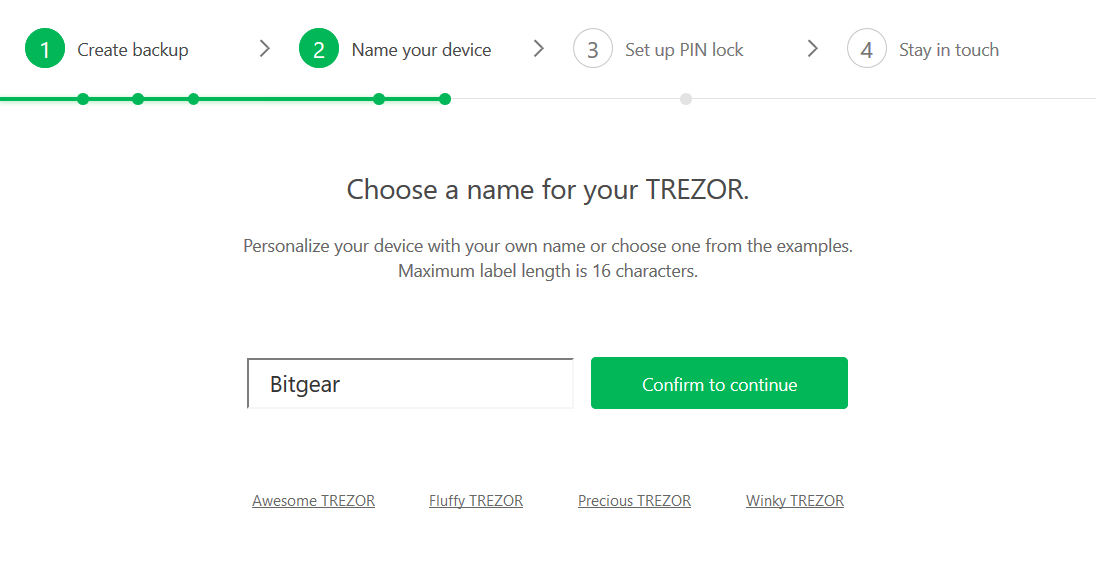 Trezor One - Labeling Bitgear