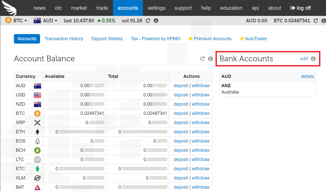 Bank Account - Independent Reserve